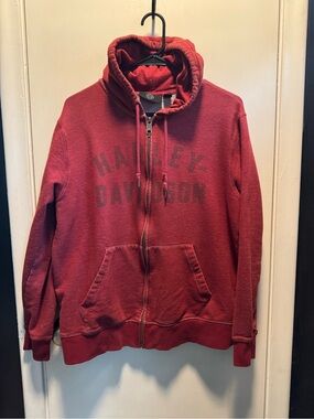 Harley-Davidson Men's Red Full-Zip Hoodie with Logo